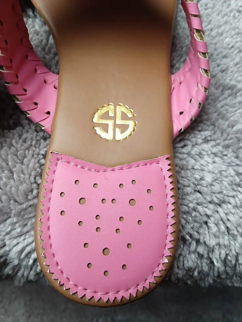 Simply Southern Pink Pineapple Whipstitch Sandals Size 7 Thong Sandals